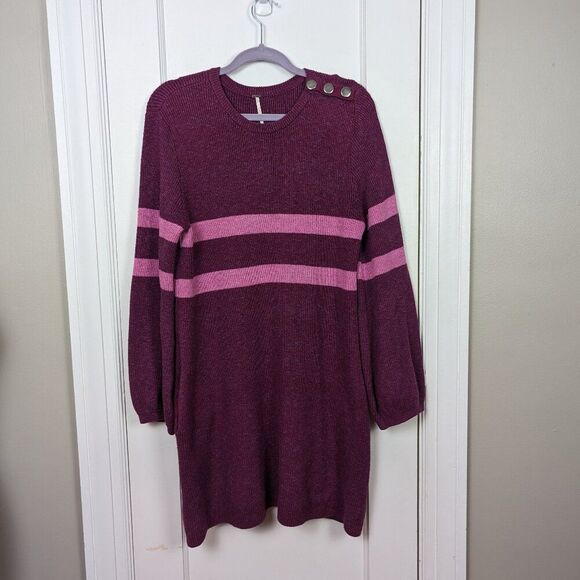 Free People | Pink On Your Team Casual Sweater Dress Size Small - Picture 1 of 8